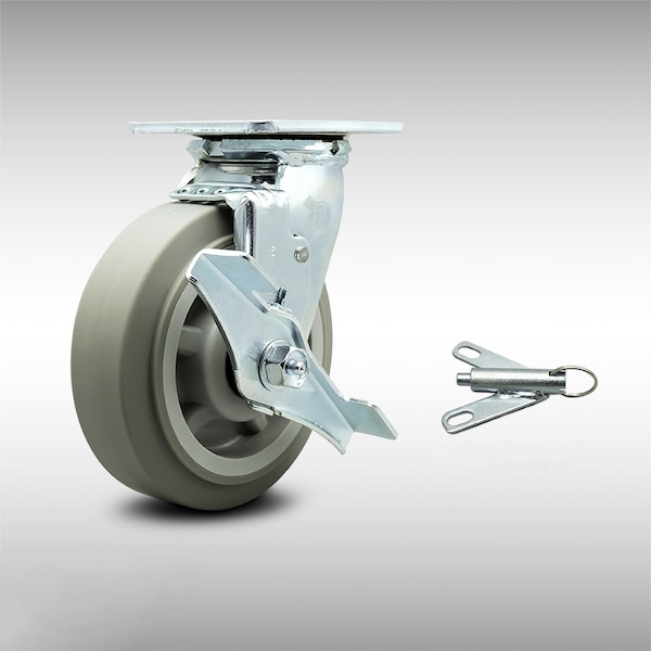 6 Inch SS Thermoplastic Rubber Caster with Ball Bearing and Brake/Swivel Lock